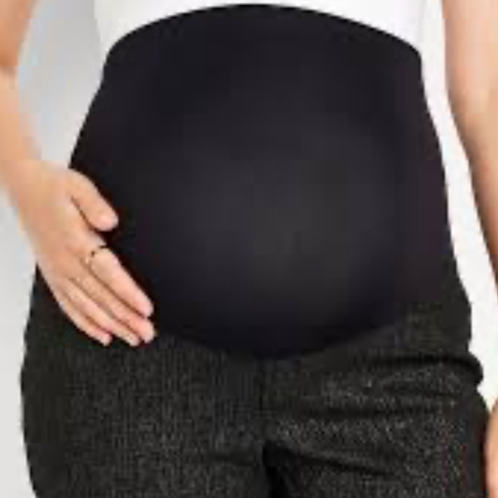 NWT Old Navy Maternity Full Panel Pixie Skinny Pants Black/Gold - Picture 2 of 7